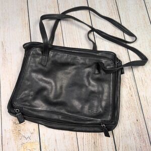 Tignanello Black Leather Crossbody Shoulder Bag Organizer Purse‎